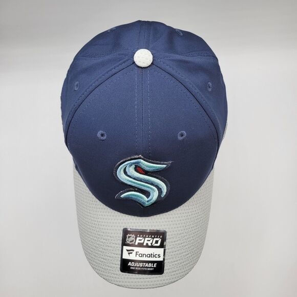Seattle Kraken Mens Womens Cap Fanatics Blue Authentic Pro Snapback Hat NHL - Picture 5 of 12